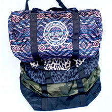 Load image into Gallery viewer, Advocate. Resilience. Never Give Up. Duffle Bags
