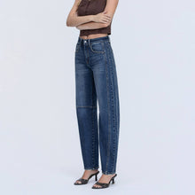 Load image into Gallery viewer, Kate High Rise Barrel Jeans (med + dark wash)
