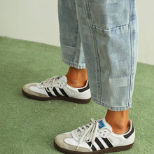 Load image into Gallery viewer, Checkerboard Pattern Barrel Jeans
