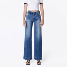 Load image into Gallery viewer, High Rise Trouser Fold Wide Leg Jeans
