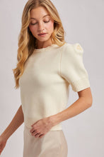 Load image into Gallery viewer, Short Sleeve Knit Sweater with Pinned Shoulder Detail
