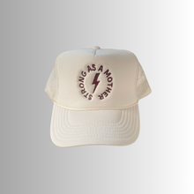 Load image into Gallery viewer, Strong as a mother™ Embroidered Trucker Hat - Sand
