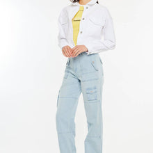 Load image into Gallery viewer, Drop Shoulder Cropped Denim Jacket ~ white
