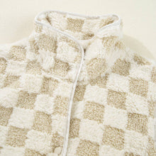 Load image into Gallery viewer, Sherpa Checkerboard Snap Button Vest Jacket

