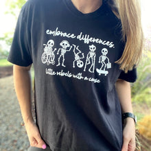 Load image into Gallery viewer, embrace differences. Women's Garment-Dyed Boxy Crew ~ Black

