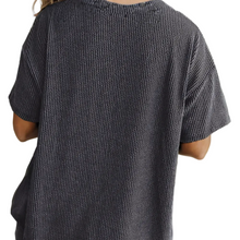 Load image into Gallery viewer, Ribbed Textured Knit Loose Fit Tee and Shorts Set
