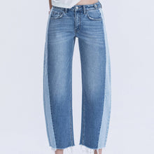 Load image into Gallery viewer, High Rise Two Tone Barrel Leg Jeans

