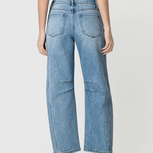 Load image into Gallery viewer, Kate High Rise Barrel Jeans (med + dark wash)

