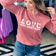 Load image into Gallery viewer, LOVE One Another Raglan Sweatshirt
