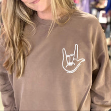 Load image into Gallery viewer, I LOVE YOU Garment- Dyed Crewneck ~ Cocoa

