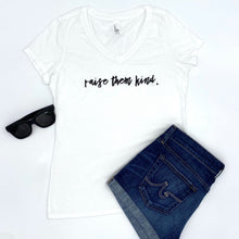 Load image into Gallery viewer, raise them kind Women's V-neck - White
